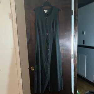 Vintage Eddie Bauer Charcoal Button-Down Maxi Dress